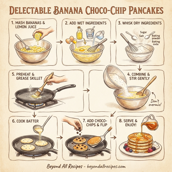 Delectable Banana Choco-Chip Pancakes instructions