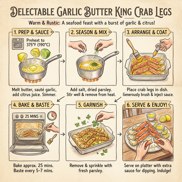 Delectable Garlic Butter King Crab Legs instructions