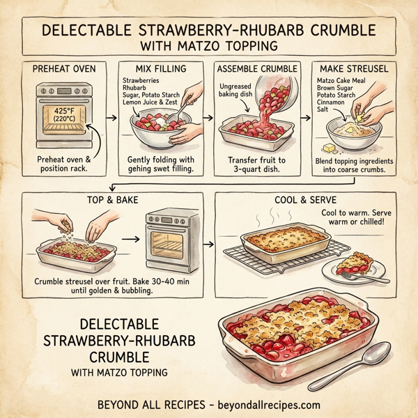 Delectable Strawberry-Rhubarb Crumble with Matzo Topping instructions