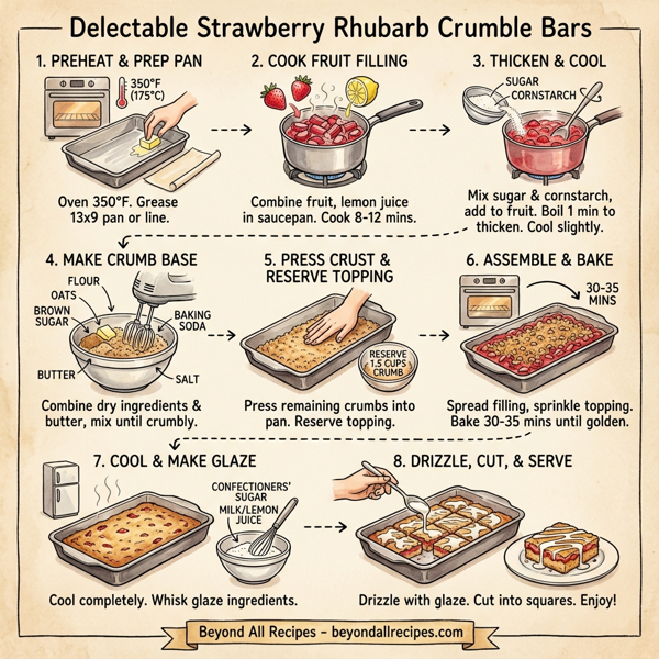 Delectable Strawberry Rhubarb Crumble Bars instructions