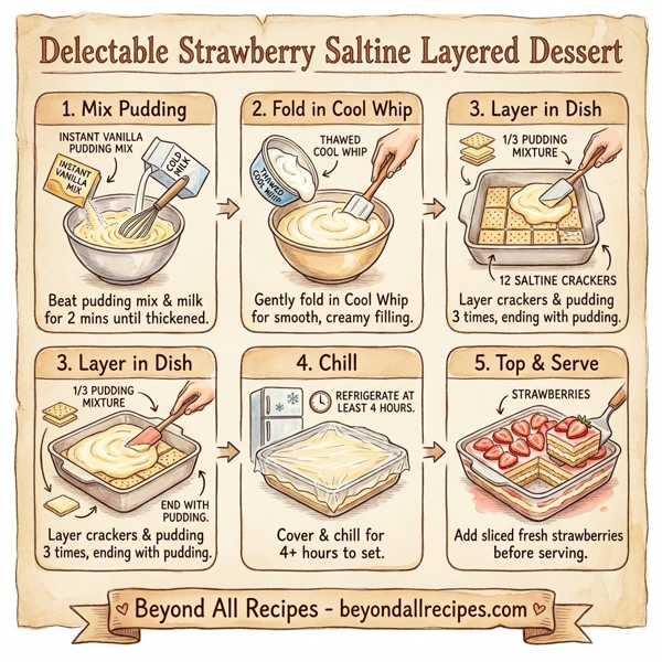 Delectable Strawberry Saltine Layered Dessert instructions