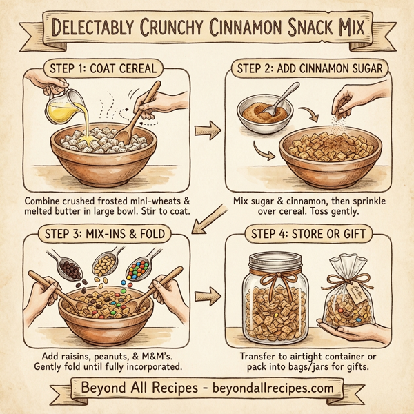 Delectably Crunchy Cinnamon Snack Mix instructions