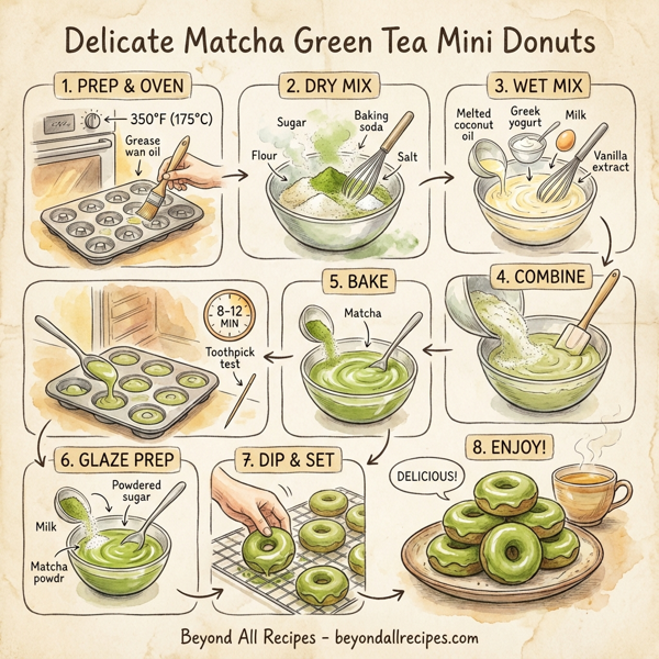 Delicate Matcha Green Tea Mini Donuts instructions