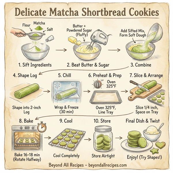 Delicate Matcha Shortbread Cookies instructions