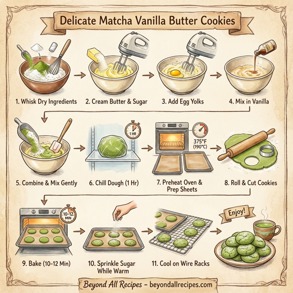 Delicate Matcha Vanilla Butter Cookies instructions