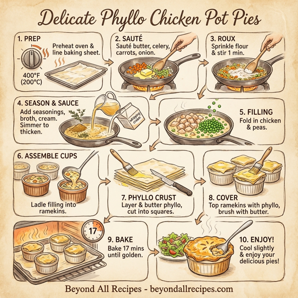 Delicate Phyllo Chicken Pot Pies instructions