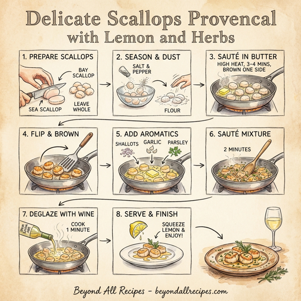 Delicate Scallops Provencal with Lemon and Herbs instructions