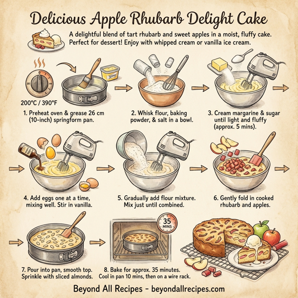 Delicious Apple Rhubarb Delight Cake instructions