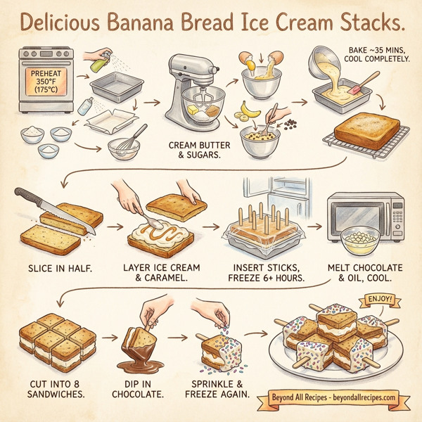 Delicious Banana Bread Ice Cream Stacks instructions