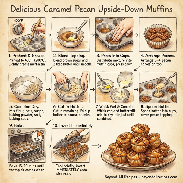 Delicious Caramel Pecan Upside-Down Muffins instructions