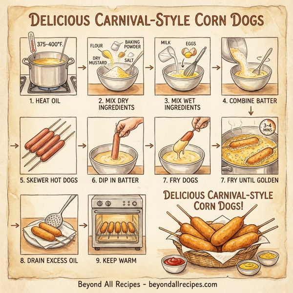 Delicious Carnival-Style Corn Dogs instructions
