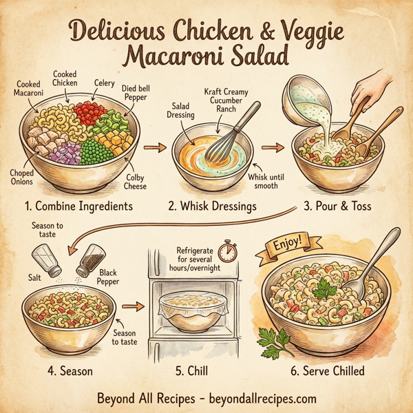 Delicious Chicken & Veggie Macaroni Salad instructions
