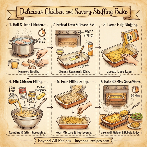 Delicious Chicken and Savory Stuffing Bake instructions