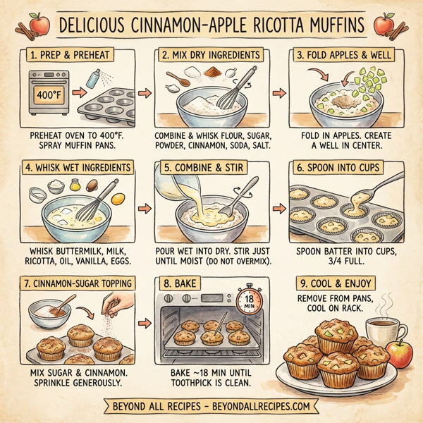 Delicious Cinnamon-Apple Ricotta Muffins instructions