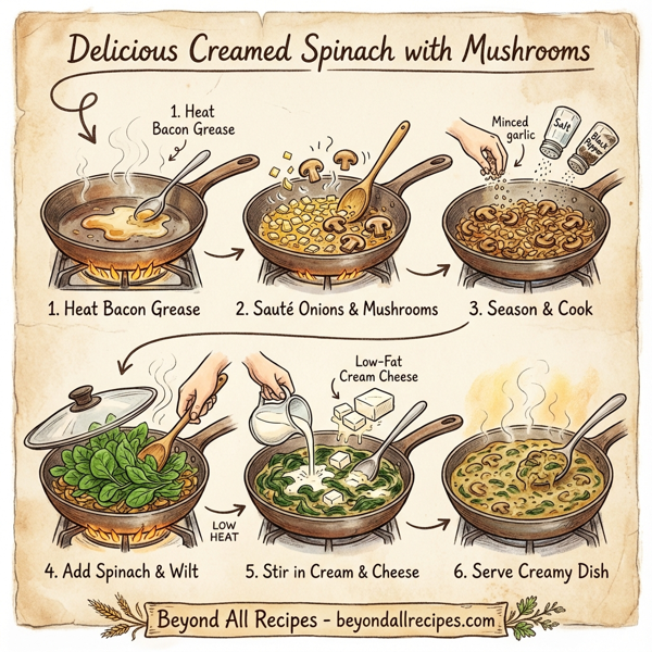 Delicious Creamed Spinach with Mushrooms instructions