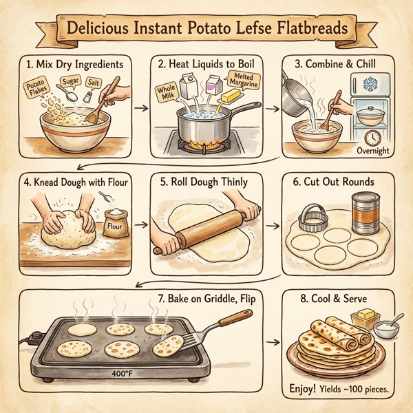Delicious Instant Potato Lefse Flatbreads instructions