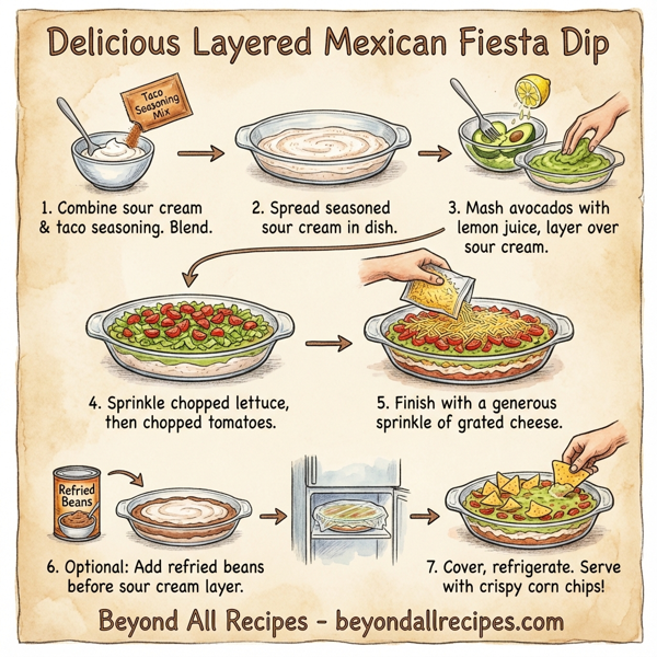 Delicious Layered Mexican Fiesta Dip instructions