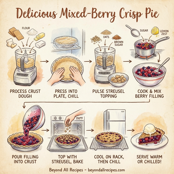 Delicious Mixed-Berry Crisp Pie instructions