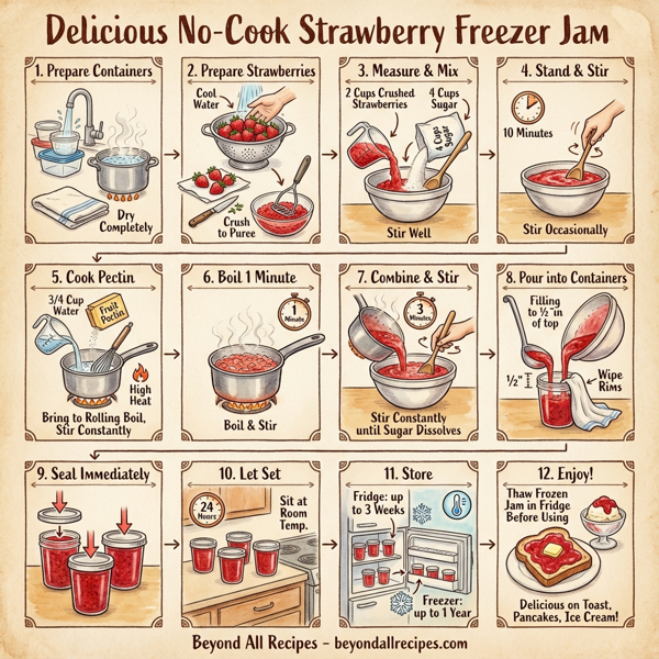 Delicious No-Cook Strawberry Freezer Jam instructions