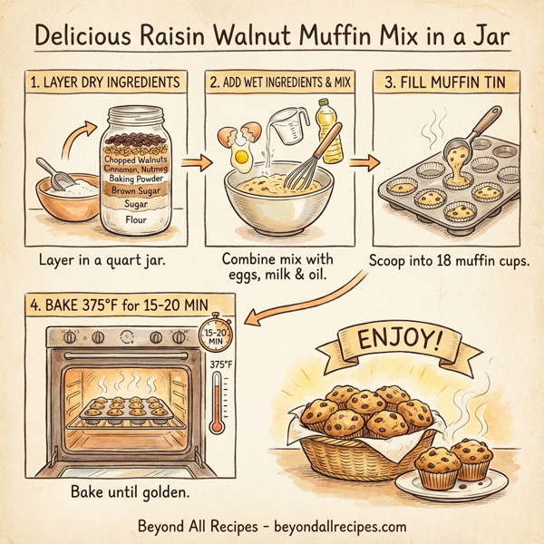 Delicious Raisin Walnut Muffin Mix in a Jar instructions