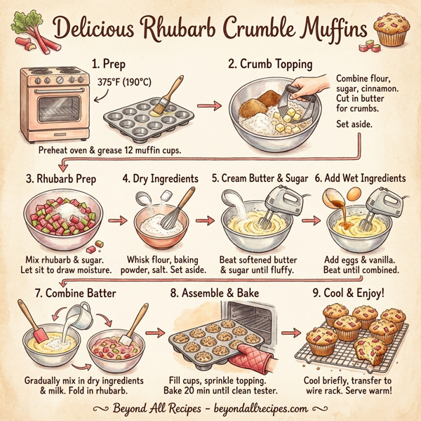 Delicious Rhubarb Crumble Muffins instructions