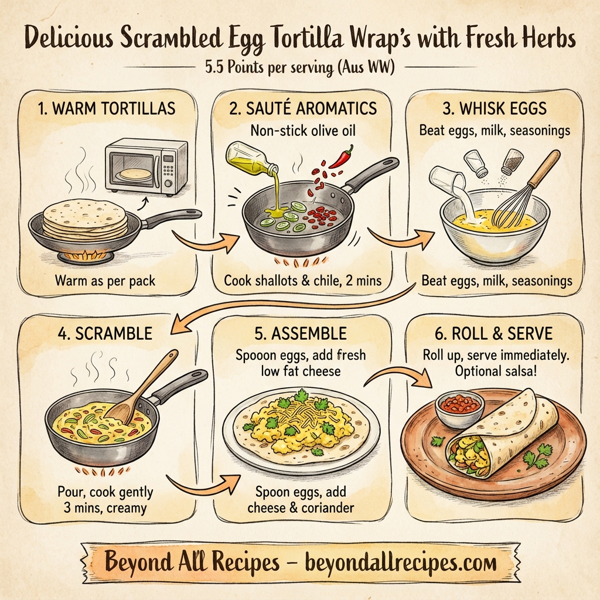 Delicious Scrambled Egg Tortilla Wraps with Fresh Herbs instructions