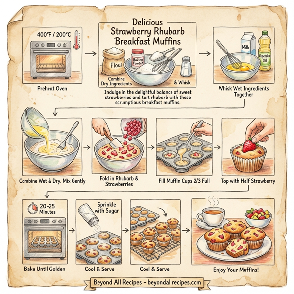 Delicious Strawberry Rhubarb Breakfast Muffins instructions