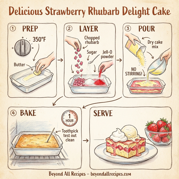 Delicious Strawberry Rhubarb Delight Cake instructions