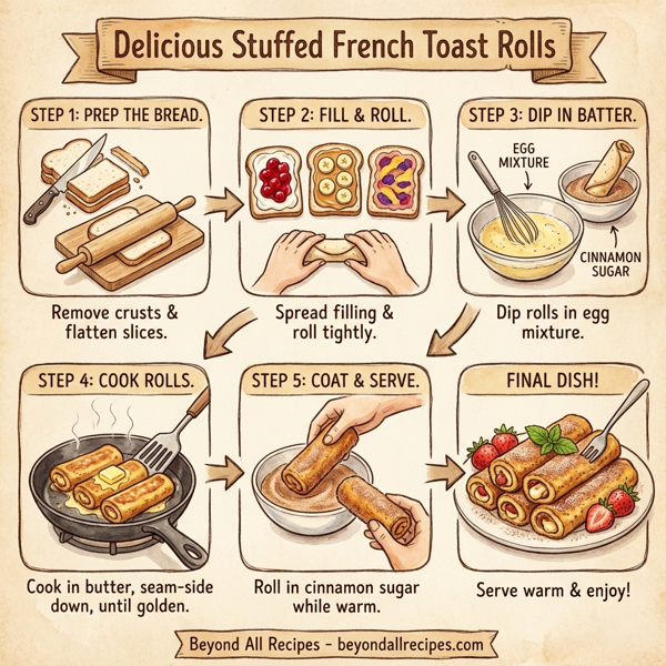 Delicious Stuffed French Toast Rolls instructions