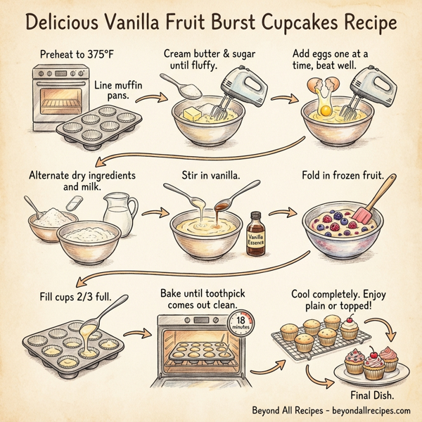 Delicious Vanilla Fruit Burst Cupcakes instructions