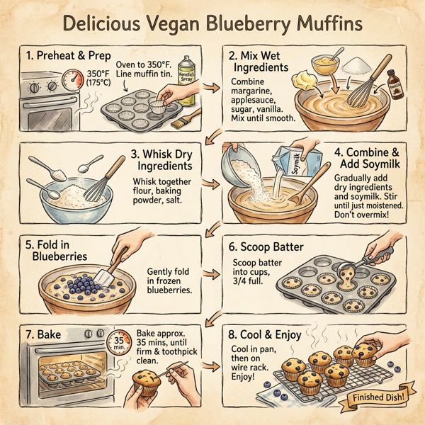 Delicious Vegan Blueberry Muffins instructions