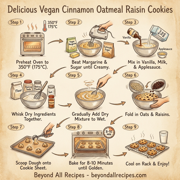 Delicious Vegan Cinnamon Oatmeal Raisin Cookies instructions