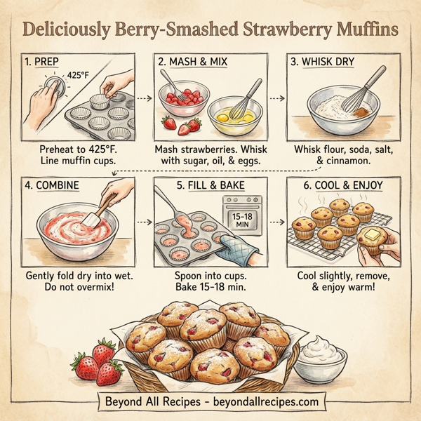 Deliciously Berry-Smashed Strawberry Muffins instructions