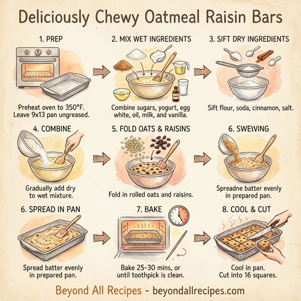 Deliciously Chewy Oatmeal Raisin Bars instructions