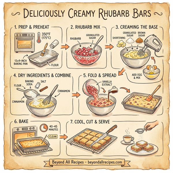 Deliciously Creamy Rhubarb Bars instructions