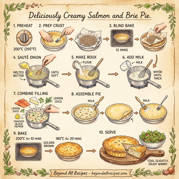 Deliciously Creamy Salmon and Brie Pie instructions