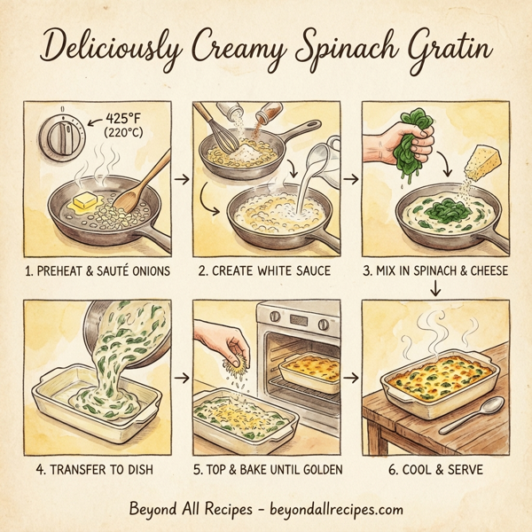 Deliciously Creamy Spinach Gratin instructions