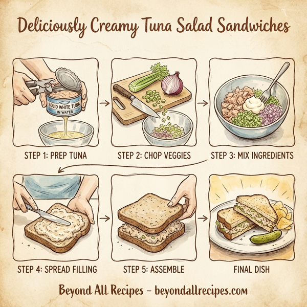Deliciously Creamy Tuna Salad Sandwiches instructions