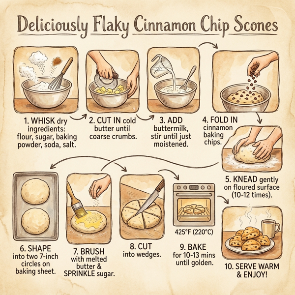 Deliciously Flaky Cinnamon Chip Scones instructions