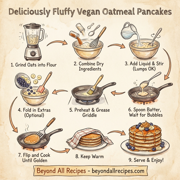 Deliciously Fluffy Vegan Oatmeal Pancakes instructions