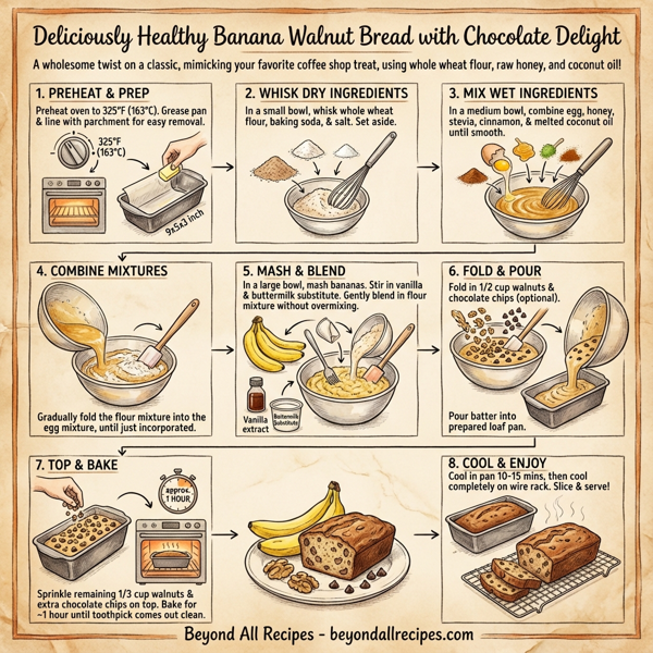 Deliciously Healthy Banana Walnut Bread with Chocolate Delight instructions
