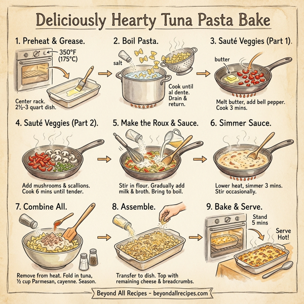 Deliciously Hearty Tuna Pasta Bake instructions