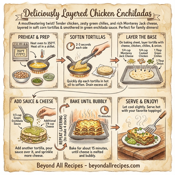 Deliciously Layered Chicken Enchiladas instructions