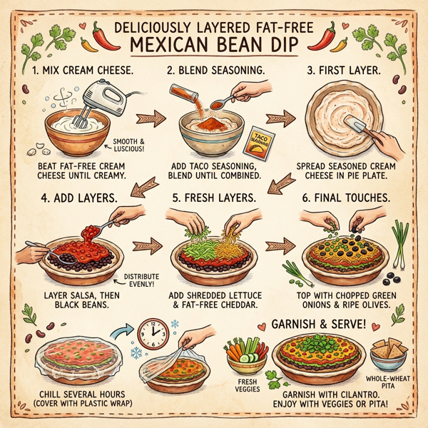 Deliciously Layered Fat-Free Mexican Bean Dip instructions
