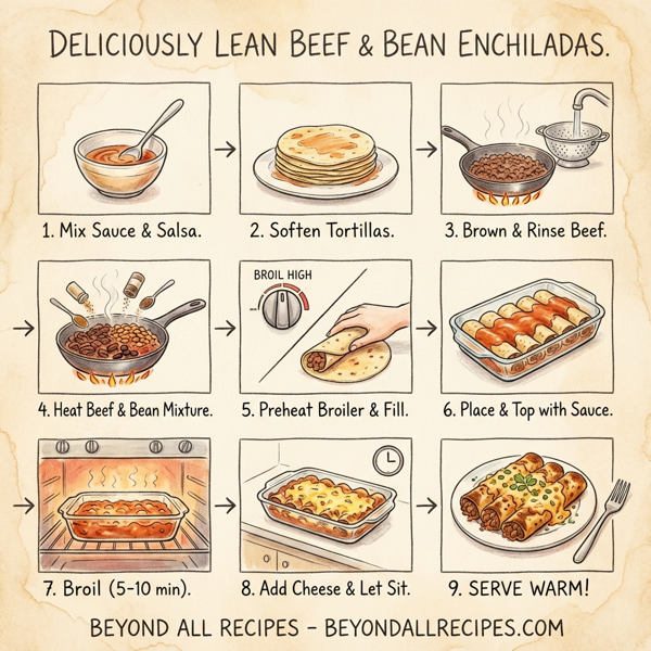 Deliciously Lean Beef and Bean Enchiladas instructions