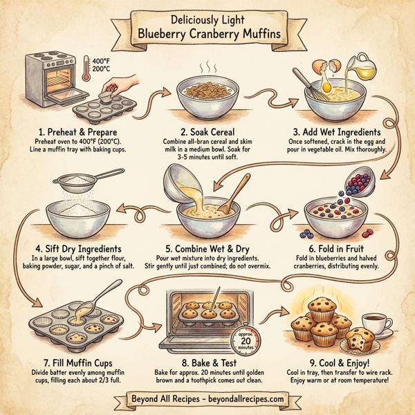 Deliciously Light Blueberry Cranberry Muffins instructions