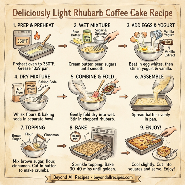 Deliciously Light Rhubarb Coffee Cake instructions