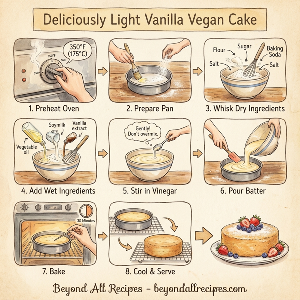 Deliciously Light Vanilla Vegan Cake instructions
