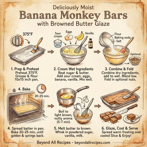 Deliciously Moist Banana Monkey Bars with Browned Butter Glaze instructions