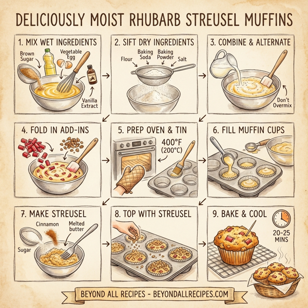 Deliciously Moist Rhubarb Streusel Muffins instructions